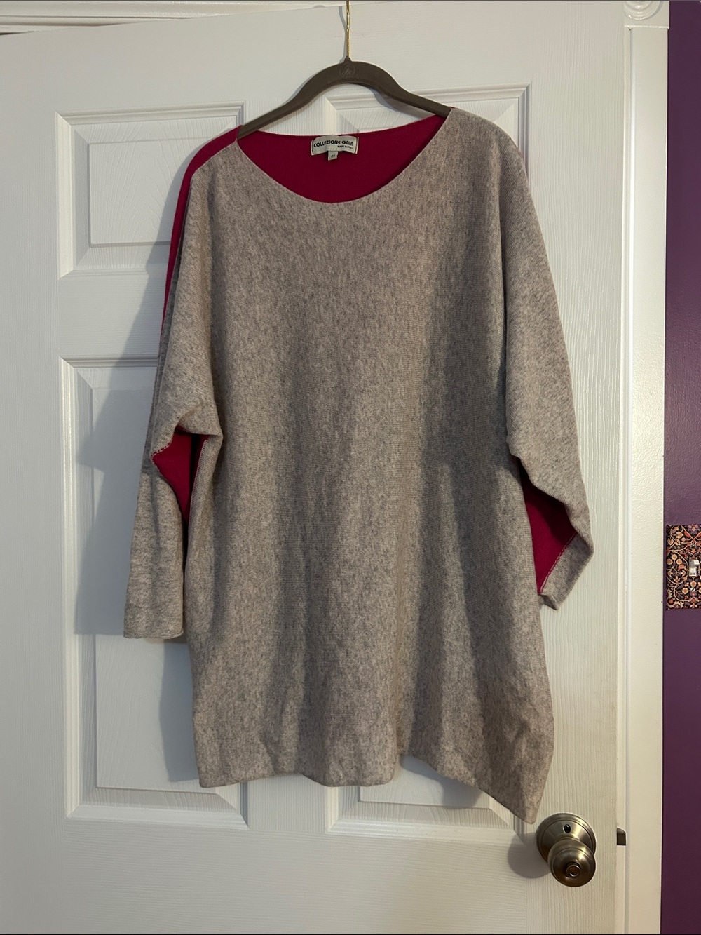 Collezione Gaia Size 2X Sweater in Gray and Fuchsia - made in Italy